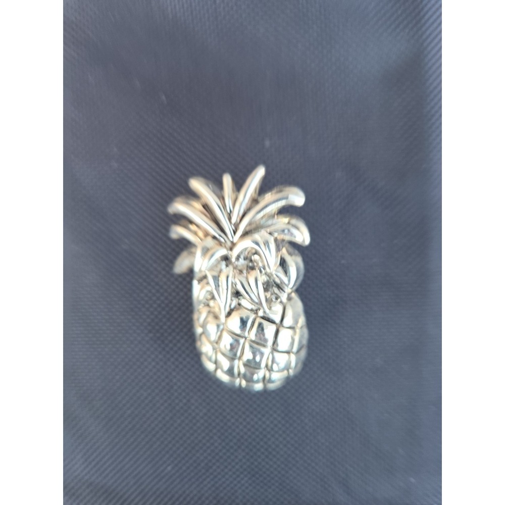 Mixed Metals Textured Pineapple Dual Pendant Brooch Vintage